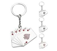 Uonlytech Llavero de Cartas de Póquer en Aleación, Paquete de 4piezas Diseño Creativo y Resistente para Fiesta o Noche de Póquer, Símbolo Clásico de Buena Fortuna