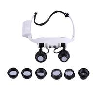 Uonlytech Lupa Montada Cabeza Luz Led, 4 Lentes Intercambiables (10x, 15x, 20x, 25x), Diadema de Silicona Cómoda, Lente Acrílica Óptica para Reparación, Joyería y Manualidades