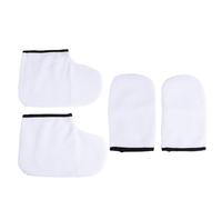 Uonlytech Manoplas y Botines de Parafina para Spa, Unisex, Talla Única, Color Blanco, Fabricados en Poliéster y Franela, Reutilizables y Lavables, para Cuidado Térmico Manos y Pies en Casa