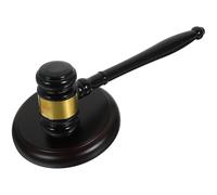 Uonlytech Mazo de Juez de Madera Maciza 2 Piezas Base Estilo 1 y Martillo Estilo 3, Accesorio para Subasta y Tribunal, Mazo Clásico para Jueces y Sala de Audiencias