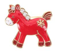 Uonlytech Mini broche de animal para mujer - Pin de solapa de caballo con diamantes de imitación - Joyería del zodiaco para el Año Nuevo Chino 2026 (Mamá, Padre, Esposo, Esposa), color rojo, 3,5 x