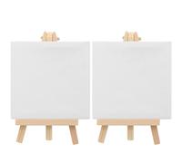 Uonlytech Mini Caballete de Lienzo Delicado de Madera, Juego de 2 Piezas Tablero Cuadrado para Pintura al Óleo y Acuarela, Adecuado para Manualidades y Exhibición Artística en Artes y