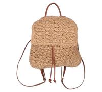 Uonlytech Mochila de Paja para Mujer, Bolso Grande Estilo Bohemio Cordón, Ligera y Espaciosa para Playa y Paseo Diario