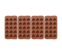 Uonlytech Molde de Silicona para Chocolate Forma Divertida de Caca, 15 Cavidades, 4 Piezas, Fácil Desmolde y Uso Versátil para Pudding y Postres