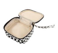 Uonlytech Monedero para Toallas Sanitarias Cremallera, Bolso Pequeño de PU Patrón de Cuadros Negro, Cartera Compacta para Mujer Adecuado para Uso Diario y Almacenamiento Seguro