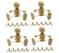 Uonlytech Muñecas De Madera DIY Muñecos De Madera Brazos Movibles Educativos para Decoración De Escritorio Y Manualidades Infantiles 6 Piezas X 4