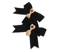 Uonlytech Pajarita de Terciopelo para Mujer 2 Piezas Broche de Lazo Negro con Diseño de Corazón Accesorio Francés para Fiesta Boda y Eventos Formales Lazo Preatado Elegante y Suave