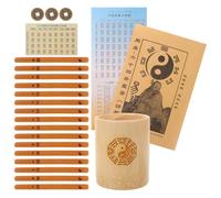 Uonlytech Palos de Adivinación Chinos con Varillas de Bambú Cubo Tradicional y Libro Guía Herramienta Compacta para Aprendizaje y Entretenimiento Divinación Feng Shui Diseño Vintage para