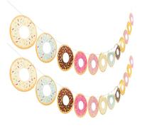 Uonlytech Pancarta de Donas de Papel 2 Piezas 3 M Cada, Decoraciones para Fiestas Temáticas y Cumpleaños, Banderines Colgantes Coloridos para Eventos y Celebraciones