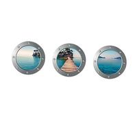Uonlytech Pegatinas de Pared 3d Vistas al Mar y Puente de Madera para Habitación Infantil, Material Pvc sin Pegamento, Reutilizables y Decorativas para Bebés