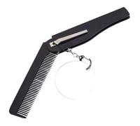 Uonlytech Peine Plegable de Bolsillo para Barba Grande Dientes Finos, Llavero Portátil, Espejo Ovalado Acrílico Pequeño, Multiusos para Viaje y Cuidado Personal Masculino