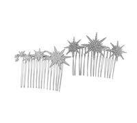 Uonlytech Peinetas Laterales de Metal Gemas de Imitación, Set 2 Piezas Plateadas para Mujer y Niña, Accesorios para Cabello en Bodas, Tocados Elegantes para Peinados de Novia