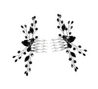 Uonlytech Peinetas Laterales para Novia 2 Unidades Negras Cristales de Imitación Vintage, Accesorios Pelo de Boda, Decoraciones Elegantes para Fiesta Nupcial, Tocados para Damas de Honor