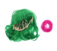 Uonlytech Peluca Corta Ondulada Verde para Niños Conjunto de Cosplay Bufanda para Fiestas Infantiles y Disfraces de Personajes