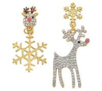 Uonlytech Pendientes Asimétricos de Mujer Navideños Copo de Nieve y Alce Pendientes Colgantes Creativos para Fiesta Accesorio de Oreja Festivo para Uso Diario y Obsequio Especial