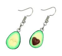 Uonlytech Pendientes Colgantes de Aguacate Corazón, Joyas Orejas, Arcilla Polimérica Ligera y Duradera, para Niñas y Mujeres, Decoración Casual y Obsequio Especial, Diseño Tridimensional,