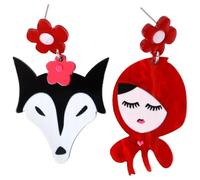 Uonlytech Pendientes Colgantes para Mujer Diseño Dibujos Animados Pequeño Caperucita Roja y Animal Salvaje Acrílico Ligeros Bisutería de Moda Joyería Divertida para Fiestas y Uso Diario