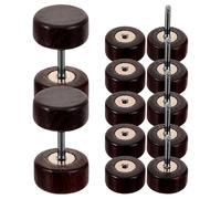 Uonlytech Pendientes de Botón para Hombre de Madera y Acero Inoxidable Imitación Dilatación Forma de Mancuerna 6 Piezas de 8 MM Marrón Accesorios de Moda Casual para Uso Diario