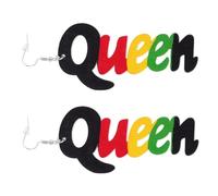 Uonlytech Pendientes de Madera Colgantes con Letra Reina Aretes Étnicos Africanos Diseño Ligero y Seguro para Mujer Decoración Versátil para Bodas San Valentín y Uso Diario