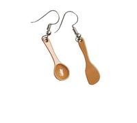 Uonlytech Pendientes Forma de Espátula y Cuchara Hechos a Mano, Gancho para Oreja de Alambre, Joyas Divertidas para Mujer, Accesorios Ligeros para Fiestas y Regalos Originales, Color Café,