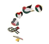 Uonlytech Pin de Solapa Palestina 6 Piezas Bandera Formas Variadas Corazón Círculo Pájaro Lazo Dorado Broche de Aleación Esmaltado Accesorio Multipropósito para Mochila Ropa y