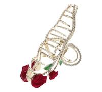 Uonlytech Pinza Pelo Fijación Parte Trasera Forma de Rosa Roja Accesorio Vintage de Metal y Adornos de Gemas de Imitación y Diseño Brillante para Mujer para Bodas y San Valentín