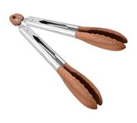Uonlytech Pinzas para Servir de Acero Inoxidable y Madera de Nogal, 2 Piezas, con Punta Antideslizante y Mango Ergonómico, Ideales para Ensaladas y Parrilla