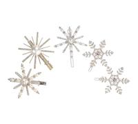 Uonlytech Pinzas Pelo Diseño de Copo de Nieve y Gemas Falsos, 5 Piezas en Plata, Decoración Cómoda para Fiestas y Uso Diario Varios estilos