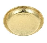 Uonlytech Plato Redondo de Acero Inoxidable Dorado Diseño Martillado, Resistente a Altas Temperaturas y Corrosión, Adecuado para Servir Langosta y Bistec Occidental