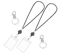 Uonlytech Porta Credencial Retráctil de Plástico Negro Funda Transparente para Tarjeta de Identificación, Colgante Cómodo Adecuado para Escuela y Trabajo