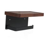 Uonlytech Portarrollos Papel Higiénico Madera Negro con Estante de Almacenamiento Soporte Pared para Baño Colgador Papel Higiénico y Toallas Diseño Moderno y Funcional para Hogar y Hotel