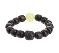 Uonlytech Pulsera de Cuentas de Madera Ébano 1.2 Mm Negra Fluorescente, Joyería Budista para Mujer, Cadena de Cuentas Natural para Uso Diario y Obsequio, Diseño Vintage Superficie Lisa