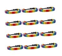 Uonlytech Pulseras Trenzadas de Hilo de Nylon Arcoíris 12 Piezas Pulsera Ajustable Amistad para Parejas Lgbt Accesorios del Orgullo Gay Unisex para Uso Diario y Eventos