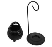 Uonlytech Quemador de Cera Colgante Caldero Negro con Marco de Difusor de Aceites Esenciales para Aromaterapia Decoración Temática de Bruja Halloween Soporte Resistente para Velas de Té