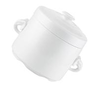 Uonlytech Recipiente de Cerámica Blanco para Cocinar al Vapor Doble Asa, Tapa y Diseño Resistente al Agua, Adecuado para Cocina y Restaurante
