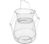 Uonlytech Red de Pesca Plegable de Metal Fondo Plano para Capturar Langostas y Cangrejos, Cesta Portátil Que Mantiene Vivos los Peces