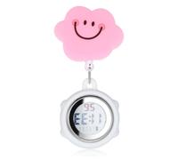 Uonlytech Reloj de Bolsillo Colgante Clip, Reloj Digital de Silicona para Enfermeras Pantalla de Hora Precisa y Diseño Elegante Rosa