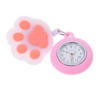 Uonlytech Reloj de Bolsillo para Enfermera Diseño Creativo de Pata de Gato, Silicona Rosa, Pin Fácil de Usar Adecuado para Hospital y Consulta Médica