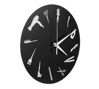 Uonlytech Reloj de Pared de Peluquería de Acrílico Negro Silencioso, Diseño Moderno sin Pilas Incluidas, Decoración Adecuado para Salón de Belleza, Barbería y Hogar, Reloj de Pared