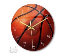 Uonlytech Reloj de Pared Silencioso con Diseño de Balón de Baloncesto Núcleos Mudos Acrílico Decorativo para Salón Dormitorio y Estudio Fácil Instalación Números Grandes Moderno y Estable