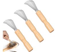 Uonlytech Removedor de Cepillos de Pelo 3piezas de Madera Ligero para Limpiar Peines y Cepillos en Casa y Viaje Fácil de Transportar