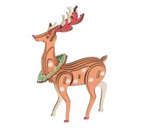 Uonlytech Rompecabezas Navideño de Madera 3D Forma de Reno Decoración Navideña Artesanal para Mesa Obsequio de Navidad Original Adorno Hecho a Mano Hogar