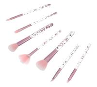 Uonlytech Set de 7 Pinceles de Maquillaje Facial y Ojos Multifunción, Mango Transparente de Cristales y Purpurina Rosa, Aplicadores Suaves y Compactos para Maquillaje Profesional y Uso