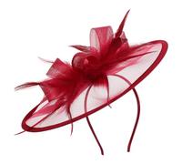 Uonlytech Sombrero de Fiesta de Té para Mujer Elegante y Único, Material Plástico Cómodo, Color Rojo, Adecuado para Ocasiones Obsequios y Bodas