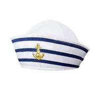 Uonlytech Sombrero Marinero Azul y Blanco Unisex Gorra de Capitán para Fiestas Náuticas Cosplay y Eventos de Barco Talla Única