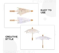 Uonlytech Sombrilla de Encaje Vintage para Fotografía Nupcial Mini Parasol Blanco y Beige de 29 CM con Bordado Floral Accesorio Decorativo para Bodas y Fiestas de Té Pack de 2 Unidades