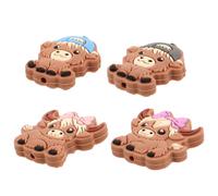 Uonlytech Tapones de Silicona Forma de Vaca Tierras Altas para Agujas de Tejer, 4 Piezas, Protectores de Punta Antideslizantes para Manualidades, Accesorios de Tejido y Costura de Suéteres