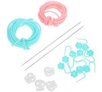 Uonlytech Tapones para Puntadas de Punto de Caucho Flexible, Tubos Huecos Sujetadores para Agujas de Tejer, Cierres de Cordón Ajustables para Manualidades de Crochet y Costura, Set 2 Piezas