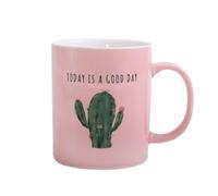 Uonlytech Taza de Cerámica Rosa Capacidad 260-300ml Diseño de Cactus Resistente al Calor para Café y Adecuado para Hogar y Oficina
