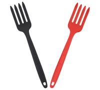 Uonlytech Tenedor de Silicona Reutilizable 2 Piezas Rojo y Negro Tenedor Multifuncional para Ensalada y Espaguetis Resistente al Desgaste Apto para Uso Diario Cocina y Hogar